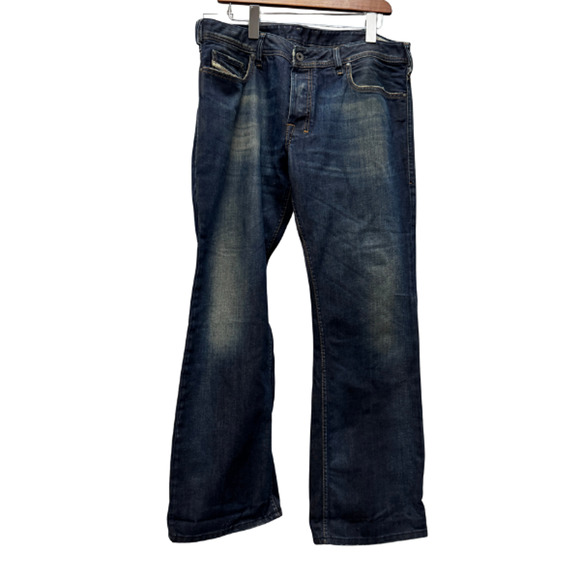 Diesel Zatiny Women's Belted Low Rise Bootcut Jeans in Dark Blue Denim Size W 34 - Picture 1 of 13